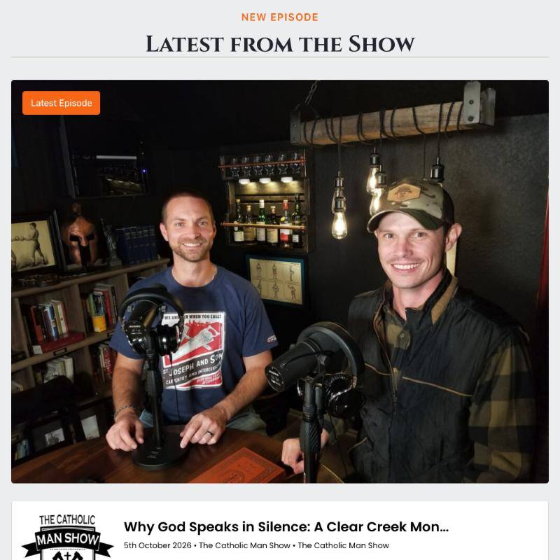The Catholic Man Show campout registration page with a spots-remaining counter
